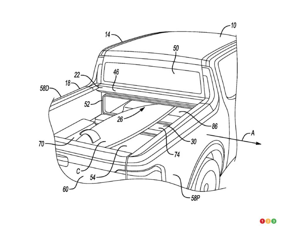 Ford patent request, for an opening between a pickup's cab and its bed