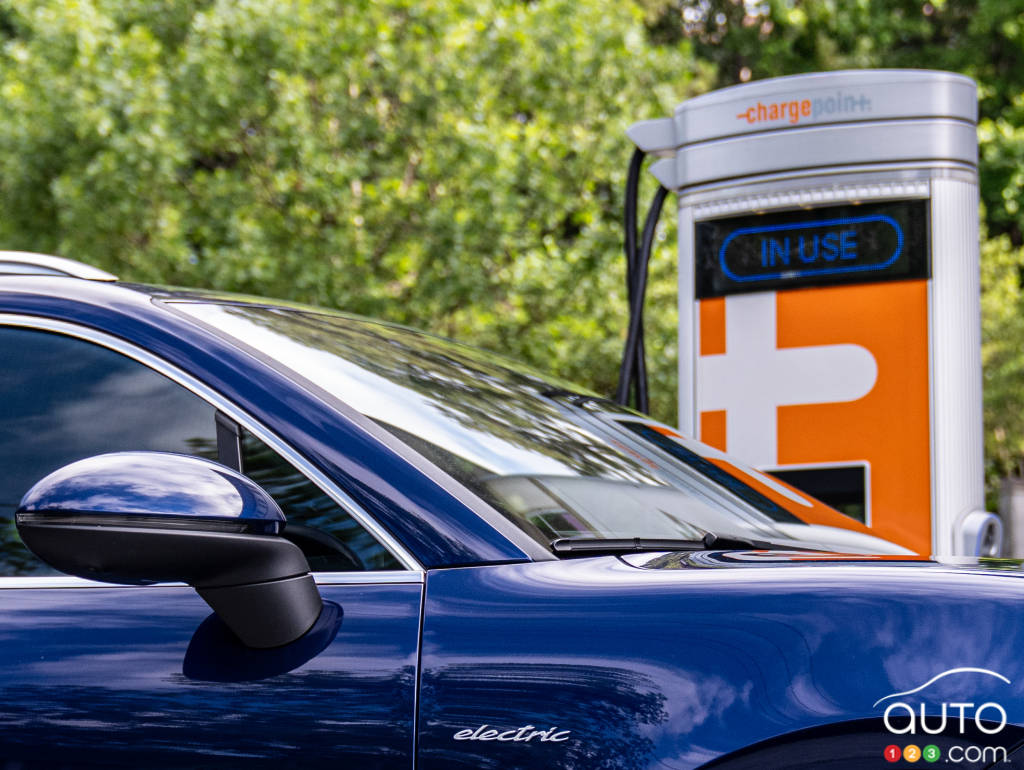 An EV charging station