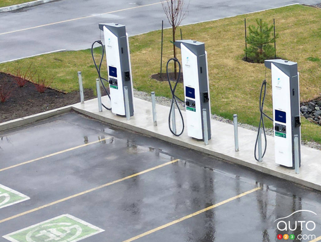 An EV charging station in Nova Scotia