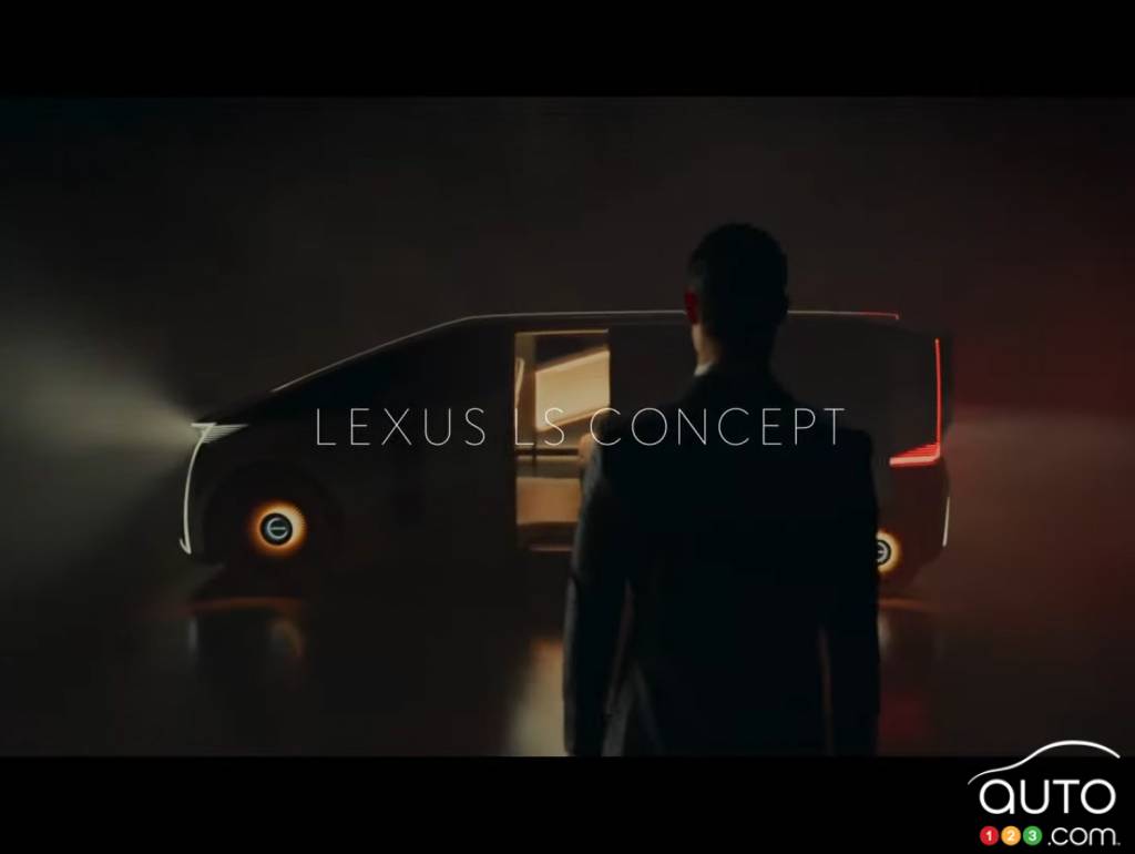 The Lexus LS concept, a 6-wheeled all-electric minivan