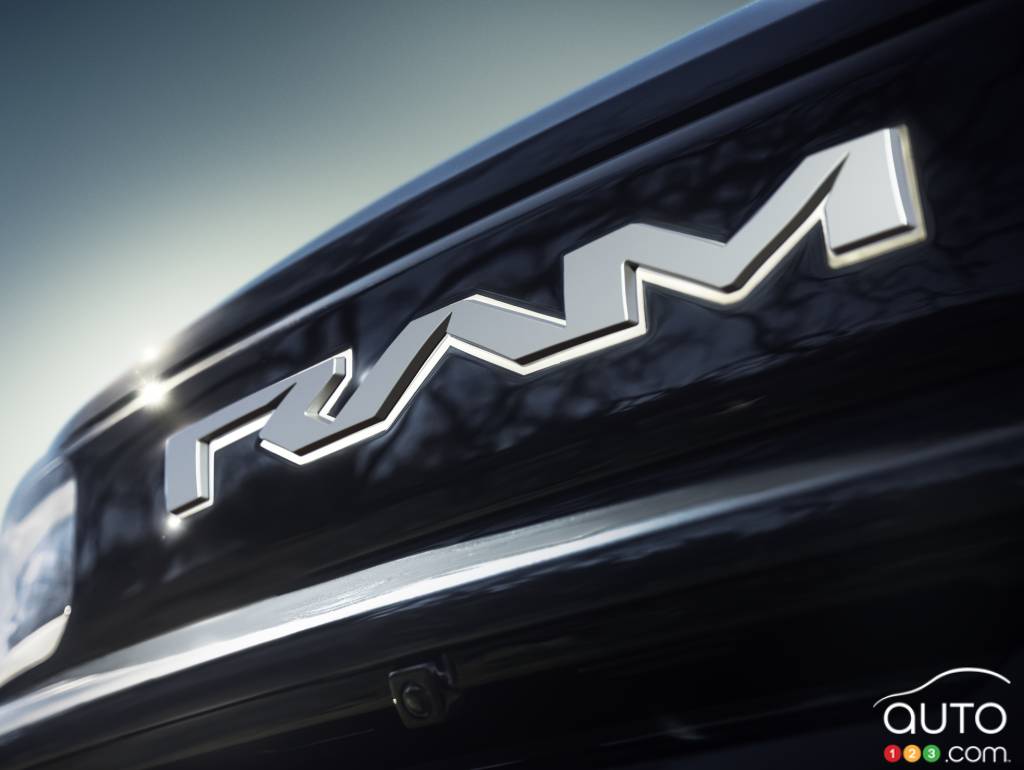 Ram logo on the 1500 Rev truck