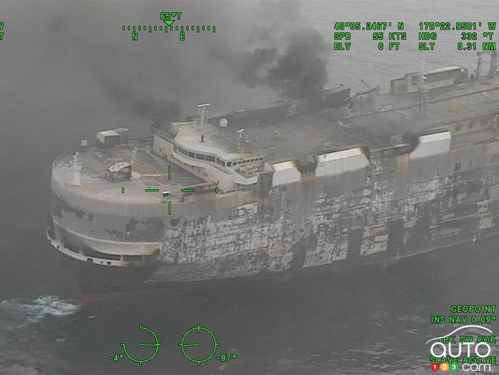 The fire on the Morning Midas eventually caused it and its 3,048 vehicles on board to sink.