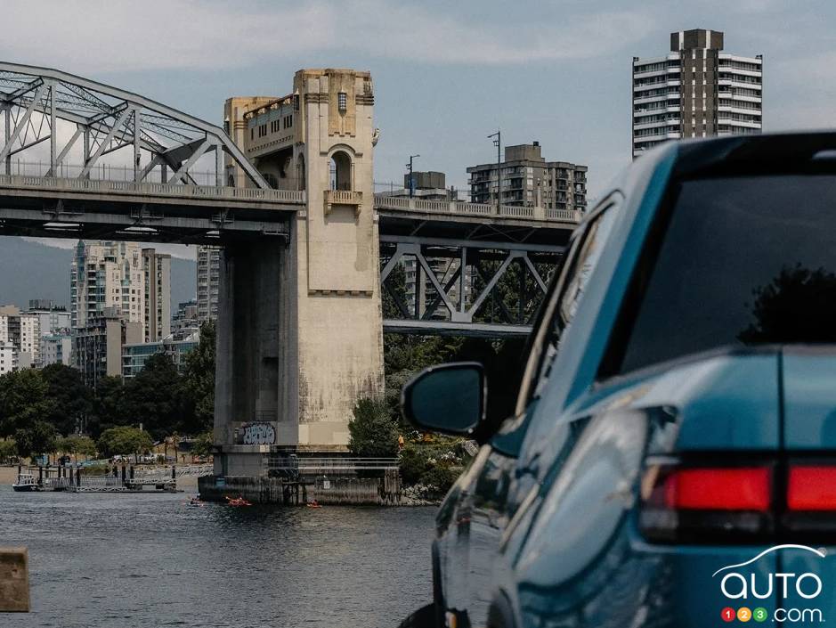 A Rivian pickup in Vancouver