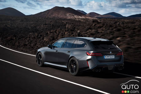 The BMW M5 Touring, three-quarters rear