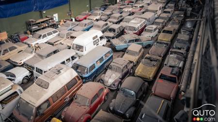 The hangar housing hundreds old cars going up for auction