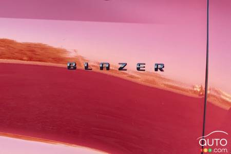 Nameplate on 2023 Chevrolet Blazer RS