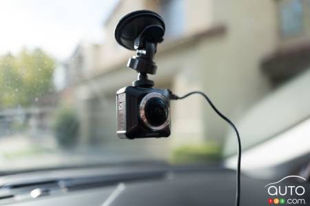 An on-board camera, on a windshield