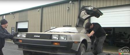 The DeLorean at the restorer's garage