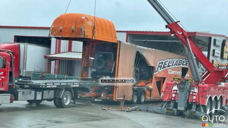 The damaged Reliable trailer