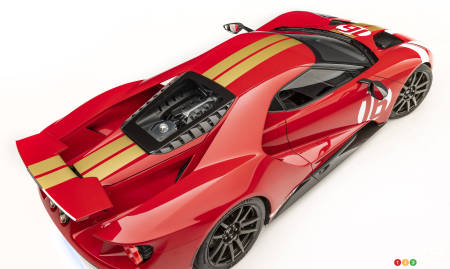 The Ford GT Alan Mann Heritage Edition, from above