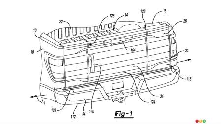 Patent sketch for multifunctional tailgate, fig. 1