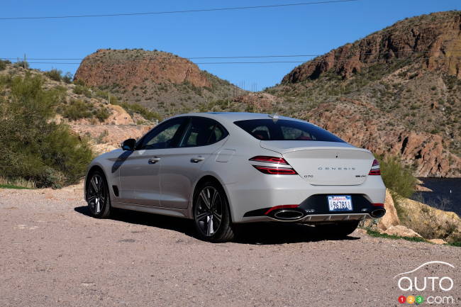 Glimpse of 2024 Genesis G70 from rear