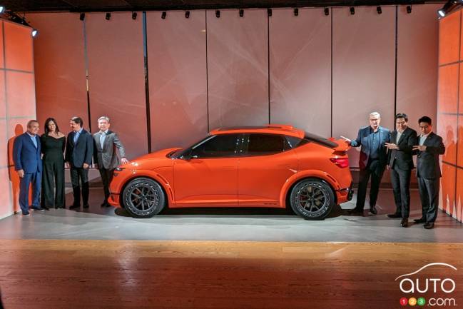 The Genesis GV60 Magma concept, in New York in April 2024