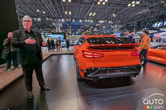 Designer Luc Donckerwolke with the Genesis GV60 Magma concept