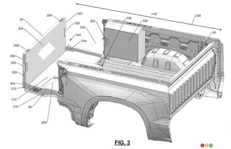 Patent image for a bed extender for a pickup truck, fig. 5