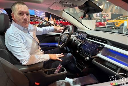 Shane Peever, GM Canada's VP of Sales, Service, and Marketing, behind the wheel of the new Bolt EV last week at the 2026 Montreal Auto Show
