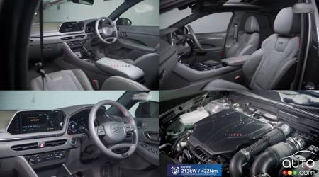 Images of the 2021 Hyundai Sonata N Line interior, engine