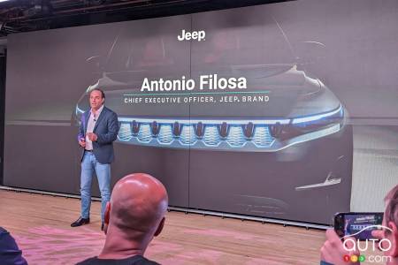 Jeep CEO Antonio Filosa during the presentation of the Wagoneer S