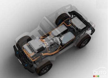 Prototype Jeep Wrangler électrique, batteries