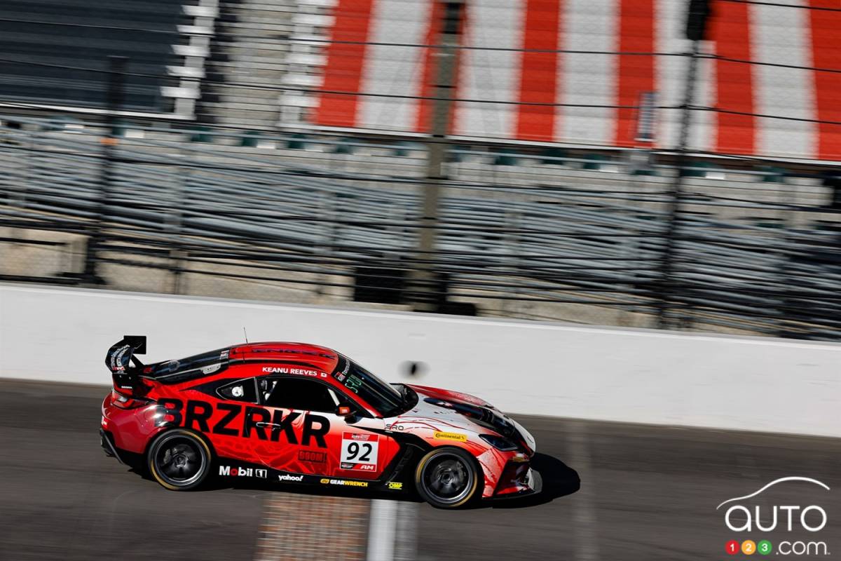 The Toyota 86 driven by Keanu Reeves, on the track at Indianapolis