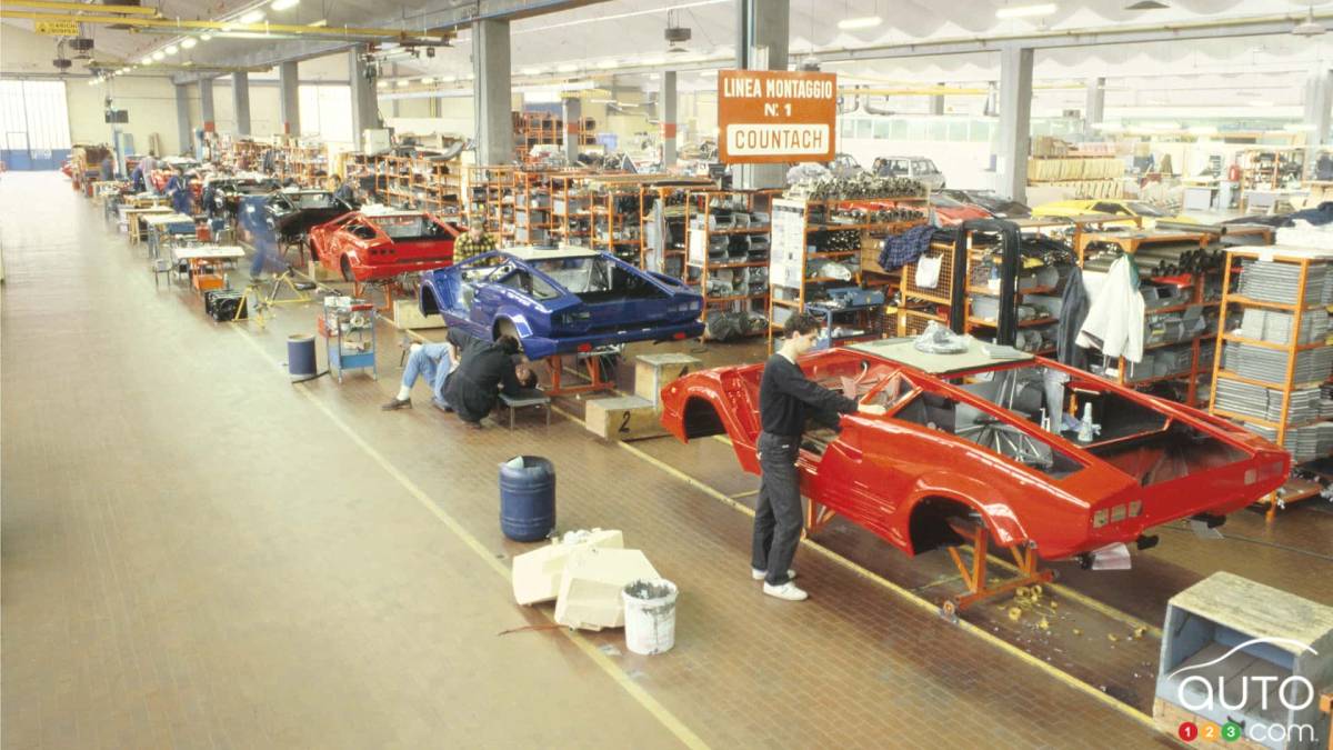 Production of Lamborghini's Countach, in the 1970s