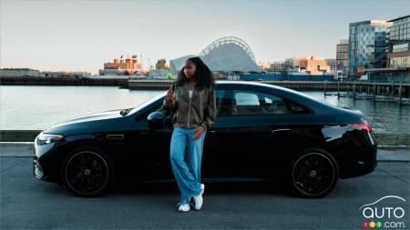 Coco Gauff, with the new electric CLA
