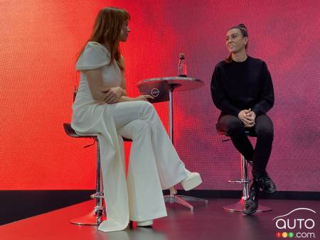 In discussion on stage at the 2023 Montreal Auto Show