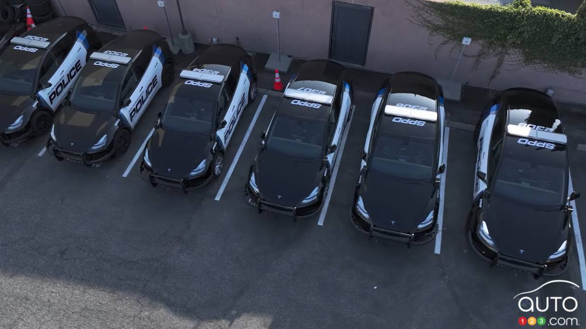 Les Tesla de la police de South Pasadina, en Californie, de haut