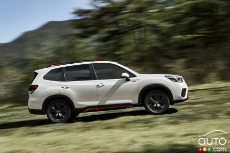 A 2021 Subaru Forester in Crystal White Pearl