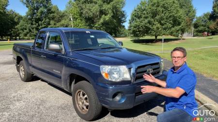 The 2008 Toyota Tacoma, three-quarters front