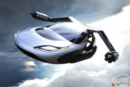 The Terrafugia prototype, in the air (rendering)