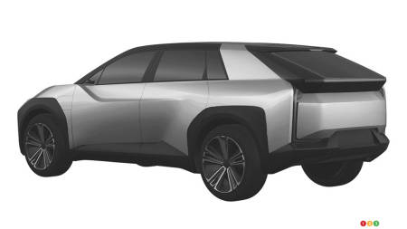 Toyota electric SUV prototype, three-quarters rear