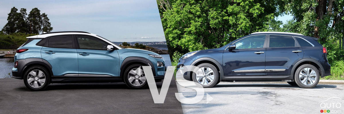 gemak Lotsbestemming middag Comparison: 2019 Hyundai Kona Electric vs 2019 Kia Niro EV | Car Reviews |  Auto123