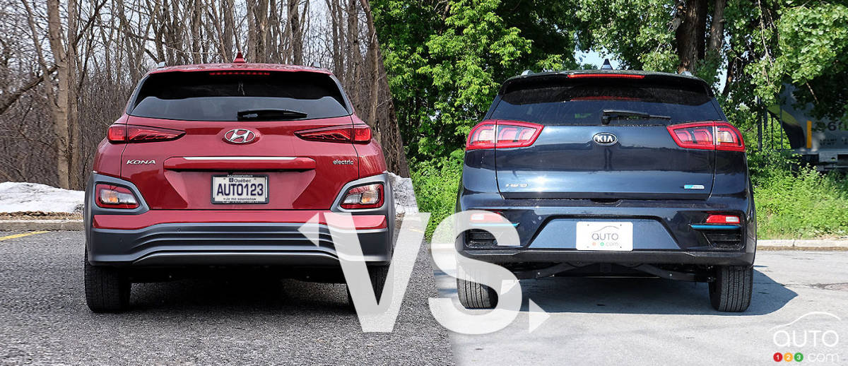 gemak Lotsbestemming middag Comparison: 2019 Hyundai Kona Electric vs 2019 Kia Niro EV | Car Reviews |  Auto123