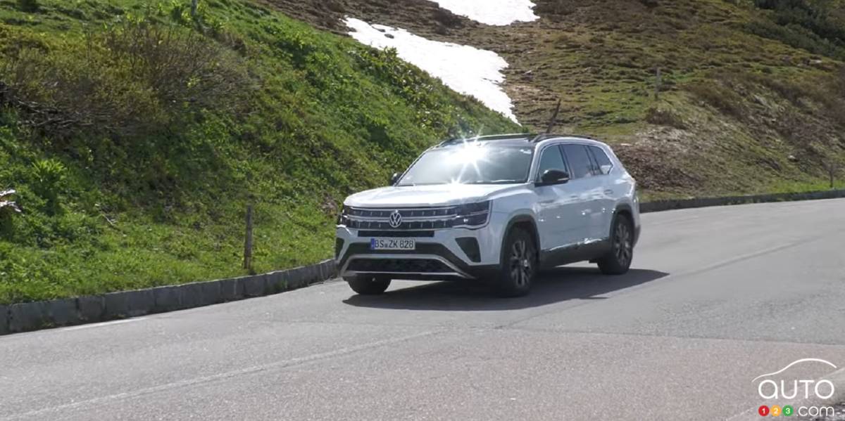 Volkswagen Atlas 2026, version prototype, trois quarts avant