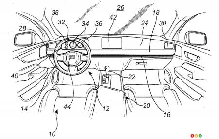 Patent for sliding steering wheel, fig. 1