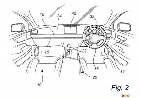 Patent for sliding steering wheel, fig. 2