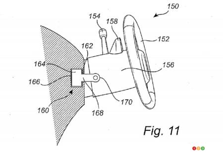 Patent for sliding steering wheel, fig. 11