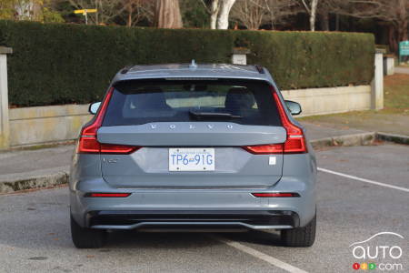 The rear of 2024 Volvo V60 Recharge Polestar Engineered