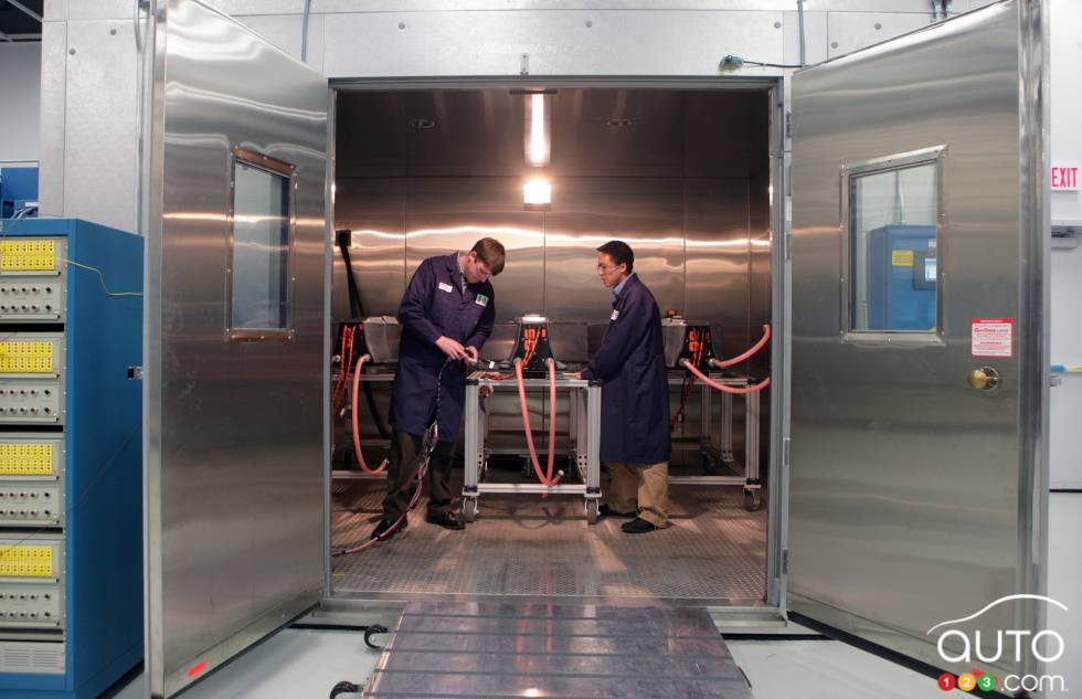 These environmental chambers make it possible to test batteries in an environment ranging from -68 to +85 C. The humidity ranges from .5% to 75%.