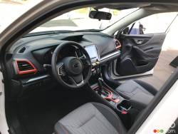 Dashboard and front seats of the 2019 Subaru Forester Sport