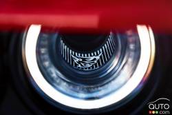 The 2018 Dodge Challenger SRT Demon‚ driver-side functional Air-Catcher headlamp features a Demon logo.