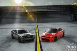 2017 Dodge Challenger T/A 392 and 2017 Dodge Charger Daytona 392 front 3/4 view