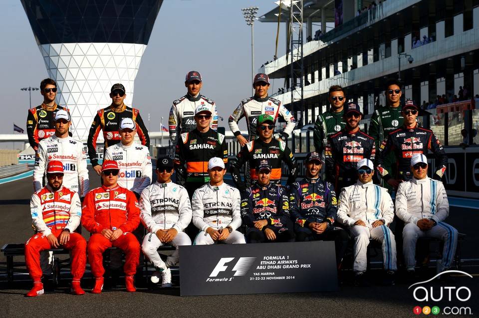 Photo de fin de saison des pilotes de F1 2014