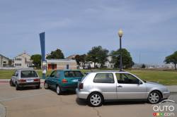 left to right; Volkswagen MK1 1984 GTI, MK2 1991 GTI, MK3 1997 GTI VR6