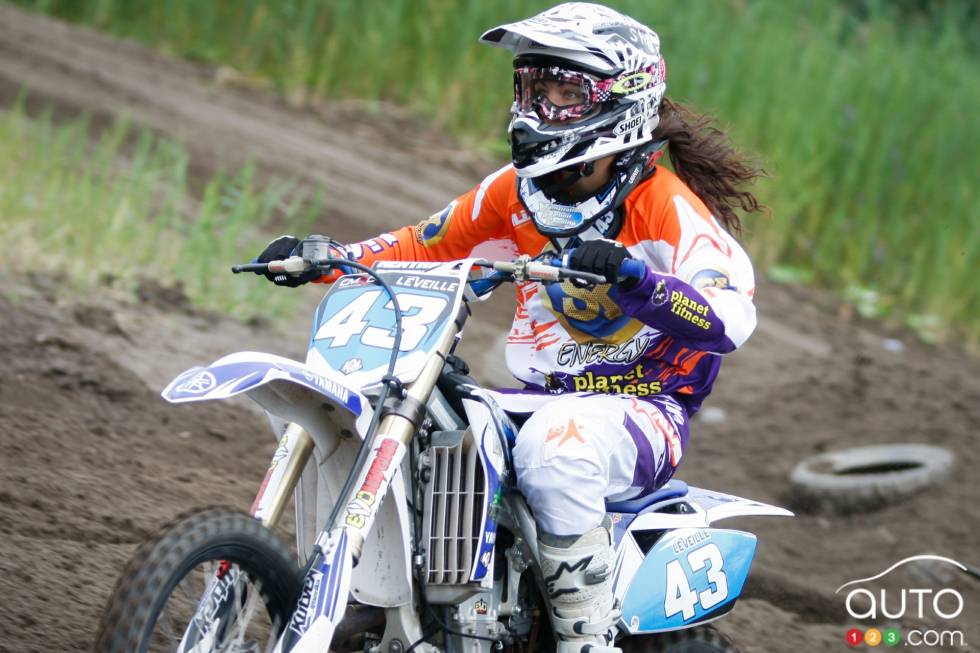 Émilie during a motocross championship round from the summer of 2013 at X-Town in Mirabel, QC