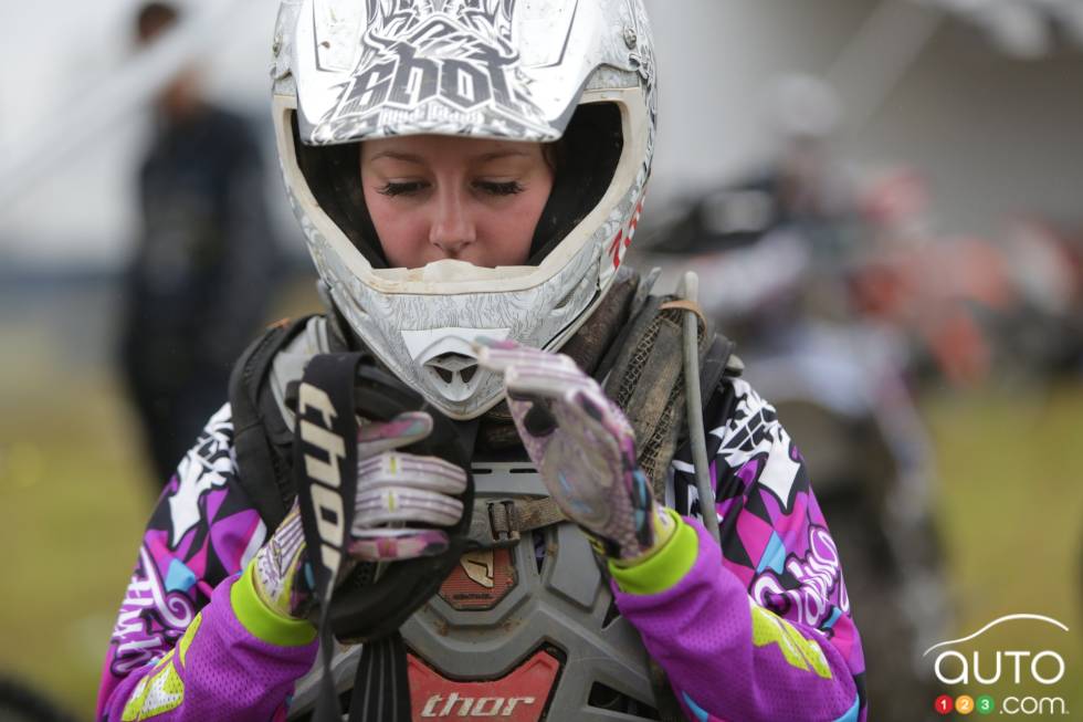 On and off the track action images of Jennyfer Sabourin.