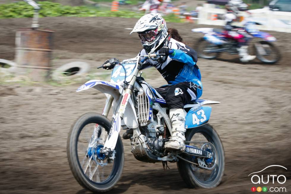 Émilie during a motocross championship round from the summer of 2013 at X-Town in Mirabel, QC