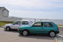 left to right; Volkswagen MK1 1984 GTI, MK2 1991 GTI