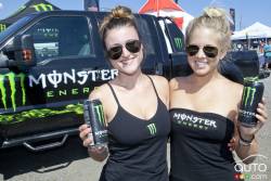 Monster Energy Drink girls during the pre-race celebration.
